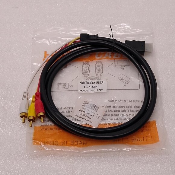 HDMI to 3-RCA Cable 1080P Video Audio AV Cable Adapter Transmitter TV HDTV DVD - Picture 3 of 5